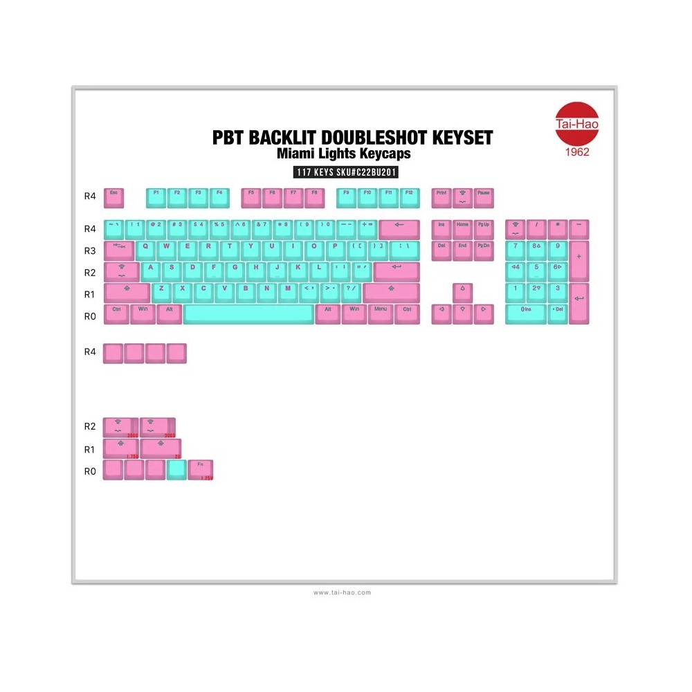Tai-Hao Miami Lights Keycap Set Cherry社製のメカニカルキーボードと