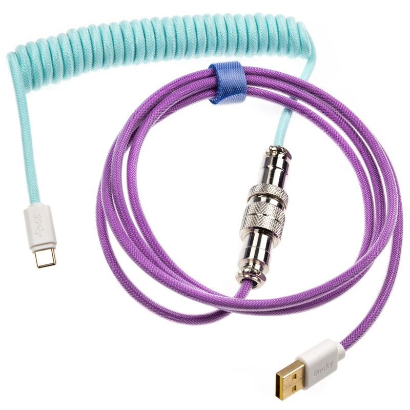 Ducky Premicord Custom Coiled USB Cable Frozen Llama