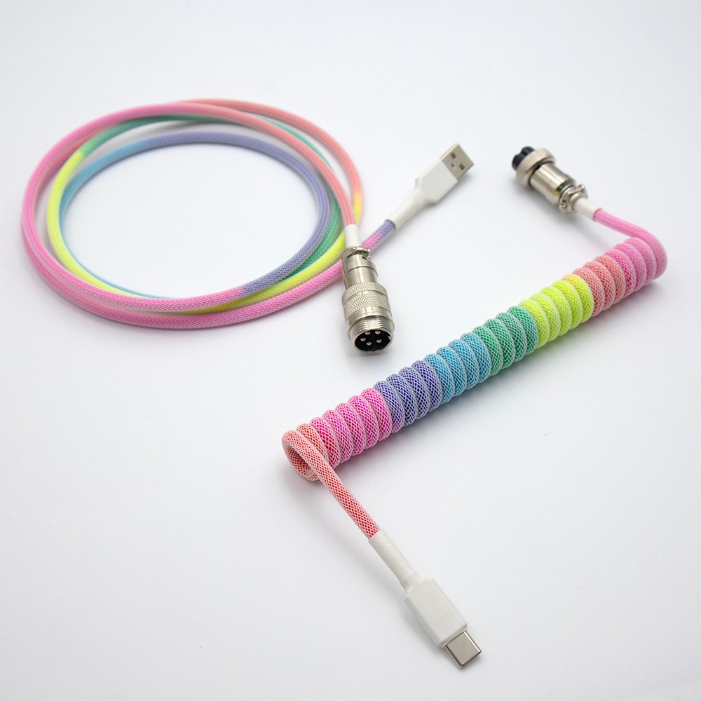 SwiftCables Artisan Custom Cable White Rainbow
