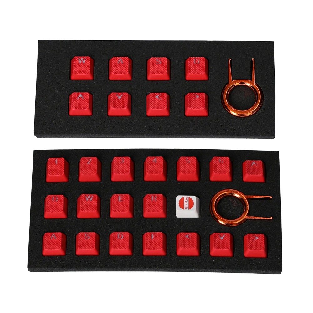 Tai-Hao Rubber Gaming Backlit Keycaps-18 keys/8 keys Red